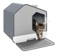 YITAHOME Caja de Arena para Gatos, Bandeja Grande Cerrada extraíble para Gatos, Bandeja de Arena Gris para casa con Pala y Bandeja Deslizante XXL, Bandeja de Arena fácil de Limpiar (Gary)