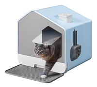 YITAHOME Caja de arena para gatos con tapa, diseño de cabaña, bandeja de arena grande cerrada con capucha, inodoro profundo para gatos con cajón, bandeja de arena, filtro desodorizante, casa de arena