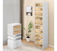 YITAHOME Caja de Zapatos, 20 Piezas Zapatero Plegable Zapato Duradero Apilable con Puertas Organizador de Zapatos, Se Ajusta Aproximadamente hasta el Tamaño EU 43, 44x34x173cm