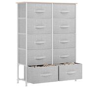 YITAHOME Cajonera de Tela, Cómoda de Tela, Unidad de Almacenamiento de Tela, con 10 cajones Extraíbles, Cómoda de para Sala de Estar, Dormitorio, habitación Infantil, Gris Claro