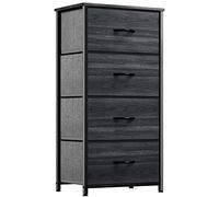 YITAHOME Cajonera de Tela,Cómoda de Tela,Unidad de Almacenamiento de Tela,con 4 cajones Extraíbles,con Parte Superior de Mader,Cómoda de para Sala de Estar,Dormitorio, Grano de Madera Negra