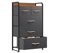 YITAHOME Cajonera de Tela, Cómoda de Tela, Unidad de Almacenamiento de Tela, con 5 cajones Extraíbles, Cómoda de para Sala de Estar, Dormitorio, habitación Infantil, Gris Oscuro