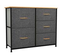 YITAHOME Cajonera de Tela, Cómoda de Tela, Unidad de Almacenamiento de Tela, con 5 cajones Extraíbles, Cómoda de para Sala de Estar, Dormitorio, habitación Infantil, Gris Oscuro