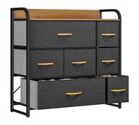 YITAHOME Cajonera de Tela, Cómoda de Tela, Unidad de Almacenamiento de Tela, con 7 cajones Extraíbles, Cómoda de para Sala de Estar, Dormitorio, habitación Infantil, Gris Oscuro