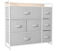 YITAHOME Cajonera de Tela, Cómoda de Tela, Unidad de Almacenamiento de Tela, con 7 cajones Extraíbles, Cómoda de para Sala de Estar, Dormitorio, habitación Infantil, Gris Claro