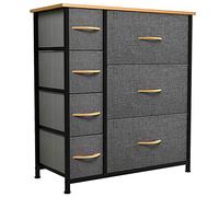 YITAHOME Cajonera de Tela, Cómoda de Tela, Unidad de Almacenamiento de Tela, con 7 cajones Extraíbles, Cómoda de para Sala de Estar, Dormitorio, habitación Infantil, Gris Oscuro