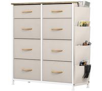 YITAHOME Cajonera de Tela con Bolsillos Laterales, Ganchos,Cómoda de Tela,Unidad de Almacenamiento,con 8 cajones Extraíbles,Cómoda de para Sala de Estar,Dormitorio, habitación Infantil,Beige