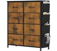 YITAHOME Cajonera de Tela con Bolsillos Laterales, Ganchos,Cómoda de Tela,Unidad de Almacenamiento,con 8 cajones Extraíbles,Cómoda de para Sala de Estar,Dormitorio, Grano de Madera podrido