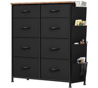 YITAHOME Cajonera de Tela con Bolsillos Laterales, Ganchos,Cómoda de Tela,Unidad de Almacenamiento,con 8 cajones Extraíbles,Cómoda de para Sala de Estar,Dormitorio, habitación Infantil,Negro