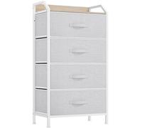 YITAHOME Cajonera de Tela con Bolsillos Laterales, Ganchos,Cómoda de Tela,Unidad de Almacenamiento,con 4 cajones Extraíbles,Cómoda de para Sala de Estar,Dormitorio, Gris Claro