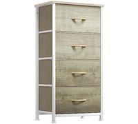 YITAHOME Cajonera para Armario,Unidad de Almacenamiento, de Tela, con 4 cajones,Cajones de Tela con Parte de Madera,Madera de Color Claro