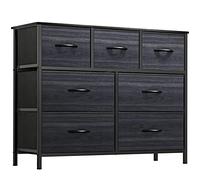 YITAHOME Cajonera para Armario,Unidad de Almacenamiento, de Tela, con 7 cajones,Cajones de Tela con Parte Superior de Madera,Grano de Madera Negra