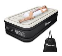 YITAHOME Cama Inflable Individual con Bomba Eléctrica Integrada, Colchón Hinchable, Auto-Inflado/Desinflado Rápido para Invitados, Camping, 191 x 99 x 46 cm, Gris y Negro