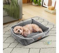 YITAHOME Cama Perro Pequeños,Cama para Perro Lavable, Cama de Perros Medianos Antideslizantes con Relleno de Fibras Super Suave,Gris,51x48x15cm
