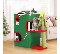 YITAHOME Camas y Muebles Cubiertos para Gatos con Cueva de Carretera, casa de Gato de Navidad de 2 Pisos para Cama de Gatos de Interior, Poste para arañazos y picazón, Muebles Modernos de condominio