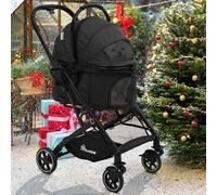 YITAHOME Carro Perro 3 en 1, Carrito para Perros, Cochecito de Viaje para Perros Gatos Mascotas, con Asiento de Coche Desmontable, Plegable Carro para Perros, Portátil Cochecito Perro (Negro)