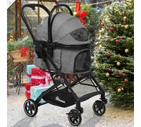 YITAHOME Carro Perro 3 en 1, Carrito para Perros, Cochecito de Viaje para Perros Gatos Mascotas, con Asiento de Coche Desmontable, Plegable Carro para Perros, Portátil Cochecito Perro (Gris)