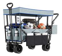 YITAHOME Carro Plegable con Toldo, Carro para la Playa con Mango & 2 Portavasos, Gran Capacidad 220 Libras, Carro de Camping con Ruedas Reforzadas para Jardín/Playa/Picnic (Gris)