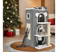 YITAHOME Casa para Gatos, Camas para Gatos de Interior, condominio Moderno para Gatos con Cueva de Carretera, Poste para arañazos y picazón, Soporte de Escalada, casa de Juegos para Gatos para
