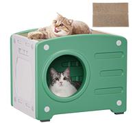 YITAHOME Casa para Gatos Interior Con Rascador y Hamaca Superior - Cama Resistente Al Agua, Capacidad de Carga 99 KG (Verde)