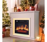 YITAHOME Chimenea Electrica Blanco, 23″ Chimeneas Electricas Decorativas con Efecto de Llama Realista en 3D, Chimeneas Electricas con Temporizador y LED Tira de Luces Ajustable de 24 Colores