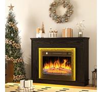 YITAHOME Chimenea Electrica Negro, 23″ Chimeneas Electricas Decorativas con Efecto de Llama Realista en 3D, Chimeneas Electricas con Temporizador y LED Tira de Luces Ajustable de 24 Colores