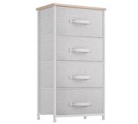 YITAHOME Comoda 4 Cajones - Cómoda Dormitorio de Tela para Dormitorio, Sala de Estar, Pasillo, Armarios - Estructura de Acero Resistente, Cubos de Tela de Fácil Extracción (Gris Claro)