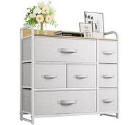 YITAHOME Comoda 7 cajones,Cajonera de Tela,Sinfonier,Robusta Estructura metálica,para Dormitorio, Salón, Pasillo,Gris Claro