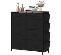 YITAHOME Comoda 8 Cajones,Cajonera de Tela con Bolsillos Laterales,Sinfonier,Robusta Estructura metálica,Cómoda con Tapa de Madera,Negro