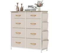 YITAHOME Comoda 8 Cajones,Cajonera de Tela con Bolsillos Laterales,Sinfonier,Robusta Estructura metálica,Cómoda con Tapa de Madera,Beige