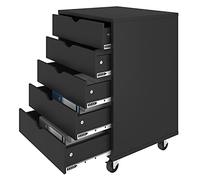 YITAHOME Cómoda de 5 cajones, Archivadores Móviles con Poleas, Superficies Estructuradas, Armarios Para Papel a4, Documentos, Papelería, Impresoras, Negro