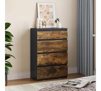 YITAHOME Cómoda de madera, cómoda para dormitorio, 4 cajones contemporáneos, muebles de dormitorio, unidad de almacenamiento de dormitorio, cajones deslizantes, armario de almacenamiento, 92 x 33 x 60