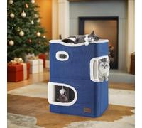 YITAHOME Cueva Multifuncional para Gatos con Poste Rascador y Bola, Casa para Gatos con Árbol Básico y Torre Bonita