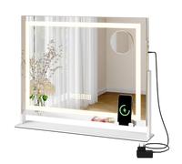 YITAHOME Espejo cosmético con iluminación Bluetooth, 62 x 51 cm, Espejo de Maquillaje Iluminado con luz LED Regulable en 3 Modos, Control táctil, Puertos USB y Tipo C, Montaje en Pared y Mesa