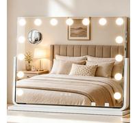 YITAHOME Espejo de Maquillaje con 18 LED y iluminación, Estilo Hollywood con Conexión USB y Tipo-C, 3 Temperaturas de Color Ajustables, Espejo Aumentador 10X y Soporte para Teléfono, 80x60 cm