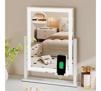 YITAHOME Espejo de tocador con luces, espejo de maquillaje con puerto de salida USB, 3 modos de iluminación, espejo de tocador con luces, control de pantalla táctil, espejo cosmético montado en la