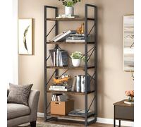 YITAHOME Estantería Alta de 5 Niveles con Marco de Metal, Estante de Almacenamiento de exhibición Industrial, estanterías para Sala de Estar, Dormitorio, Oficina en casa, Cocina, estantes rústicos