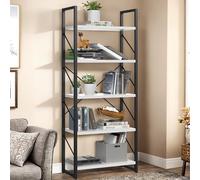 YITAHOME Estantería alta de 5 niveles con marco de metal, estante de almacenamiento de exhibición industrial, estanterías para sala de estar, dormitorio, oficina en casa, cocina, estantes blancos para