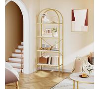 YITAHOME Estantería arqueada de 4 Niveles estantería abovedada, Mueble de almacenaje Independiente para salón, Dormitorio y Estudio, Blanco y Dorado, 60 x 30 x 181,4 cm