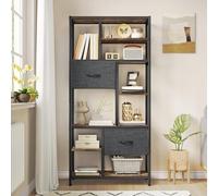 YITAHOME Estantería con cajones, estantería de 7 Niveles con Marco de Acero, estantería Industrial de Almacenamiento para Sala de Estar, Oficina, Pasillo, Cocina, estantes rústicos Marrones