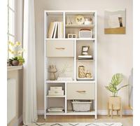 YITAHOME Estantería con cajones, estantería de 7 Niveles con Marco de Acero, estantería Industrial para Sala de Estar, Oficina, Pasillo, Cocina, estantes de Roble