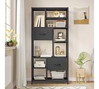 YITAHOME Estantería con cajones, estantería de 7 Niveles con Marco de Acero, estantería Industrial para Sala de Estar, Oficina, Pasillo, Cocina, estantes Negros