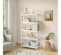YITAHOME Estantería de 5 Niveles, estantería Grande, Estante de Madera y Marco de Metal, estantería Industrial, Estante de Almacenamiento de pie, para Sala de Estar, Oficina en casa, estantes Blancos