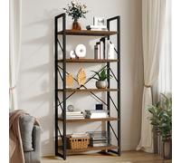 YITAHOME Estantería de 5 Niveles, estantería Moderna, Estante para Libros, Estante de Almacenamiento, Organizador para Libros/películas en el salón/hogar/Oficina, marrón rústico