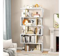 YITAHOME Estantería de 5 Niveles, Librería en Forma de S con Forma de Z, Biblioteca Industrial con Estructura de Acero, Estante de Pie para Dormitorio, Sala de Estar, Oficina en Casa, Dorado