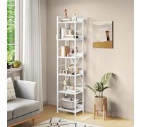 YITAHOME Estantería de 6 Niveles, estantería Industrial con Estructura de Metal y estantes de Madera, estantería Alta con 4 Ganchos, estantería para Libros y Organizador para salón, hogar y Oficina