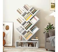 YITAHOME Estantería de árbol, estantería de árbol más Ancha, Moderna estantería de Madera Industrial Independiente para Libros, películas, CD, Estante de exhibición Estrecho para Sala de Estar