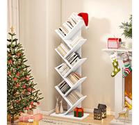 YITAHOME Estantería de árbol, estantería de pie, estantería Industrial de Madera, Estante Alto de Almacenamiento para Sala de Estar, Oficina en casa, Estante Blanco para Libros