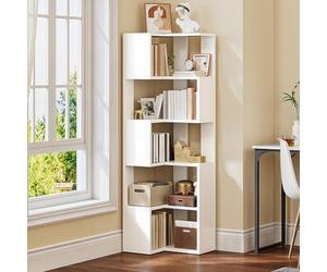 YITAHOME Estantería esquinera de 6 niveles, estantería en forma de L, estantería de pie, estantería de almacenamiento para sala de estar, dormitorio, oficina en casa, sala de estudio, 23.3 pulgadas de