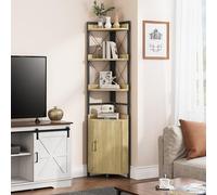 YITAHOME Estantería esquinero, Librería Industrial con gabinete, estantería Independiente, Estante de Almacenamiento de Madera, estanterías para Sala de Estar, Oficina en casa, Pasillo, Roble